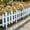B, variant on 2Pcs White Plastic Picket Fence Panels with Optional Ground Stakes,Splicable Mini Border Edging for Garden Flower Bed Lawn Plant Climbing Separation Decor,12"x12"