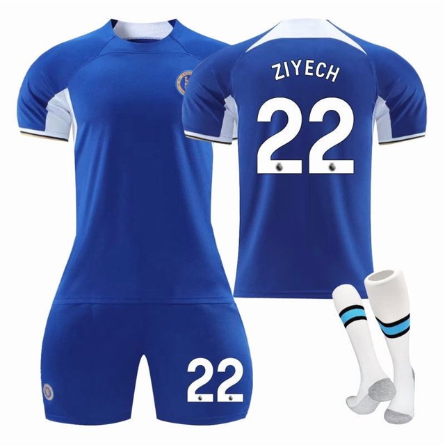23-24 Chelsea home children's student training suit jersey sports team uniform NO.22 ZIYECH M