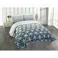 thumbnail image 3 of Ambesonne Abstract Quilted Bedspread Set 3 Pcs, Retro Ombre Curves, Queen Size, Petrol Blue and White, 3 of 5