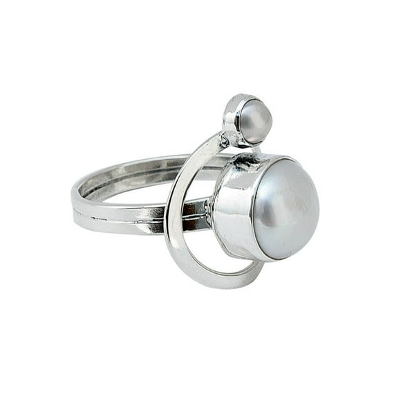 Anillo Doble Perla Marca Ketzalia De Plata Ley .925 T:6 KETZALIA JOYERIA ARTESANAL Colección 2021