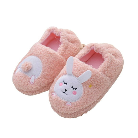 PINQI Unisex Baby Autumn Slippers Autumn/Winter Toddler Girls Colorful Cute Warm Slippers Indoor Cotton Slippers for 2 To 9 Years House Shoes Bedroom Slippers(Pink,2.5-3Years)