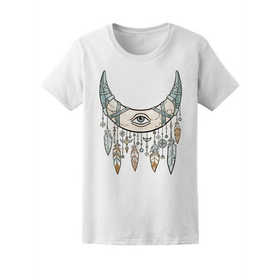 Magic Bull Horns And Tribal Eye T-Shirt Women -Image by Shutterstock, Female Medium