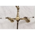 thumbnail image 4 of Kingston Brass KS1243WLLBS Wilshire Double-Handle Wall-Mount Bridge Kitchen Faucet with Brass Sprayer, Antique Brass, 4 of 8