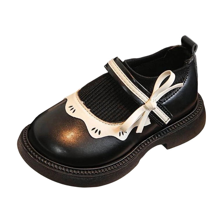 THDHVS Toddler Girl Dress Shoes,Shoes for Girls,Kid's Mary Shoes with Warm  Socks and Ankle Shoes for Women Soft-Soled Leather Shoes for Fall and 