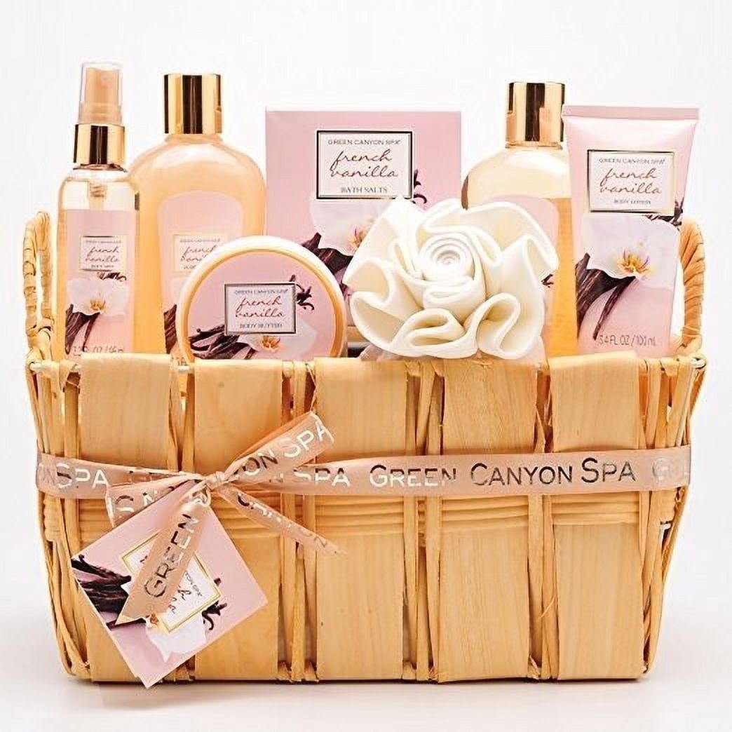 Green Canyon Spa  Deluxe Natural Wood Gift Basket Set in French Vanilla - image 4 of 5