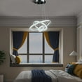 thumbnail image 3 of Ore International Eira Triple Hoop Modern Crystal Stainless Led Remote Control Dimmer Chandelier, 3 of 8