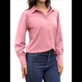 thumbnail image 3 of Blusa Elegante de Larga para Mujer, Estilo Informal, con Cuello Abotonado y Plisada Al Frente. Rosa M, 3 of 7