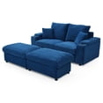 thumbnail image 2 of Loveseat with Ottomans, Corduroy Fabric Modular Sectional Sofa, Comfy Deep Plush Couch with Ottomans and Two Pillows for Small Spaces, Living Room, Bedroom, Office (Blue), 2 of 6