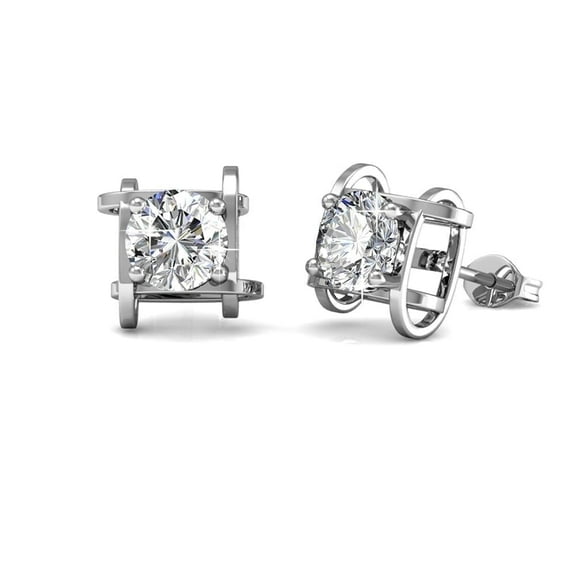 Cate & Chloe Lorelei 18k White Gold Plated Stud Earrings with Swarovski Crystals Gift for Women