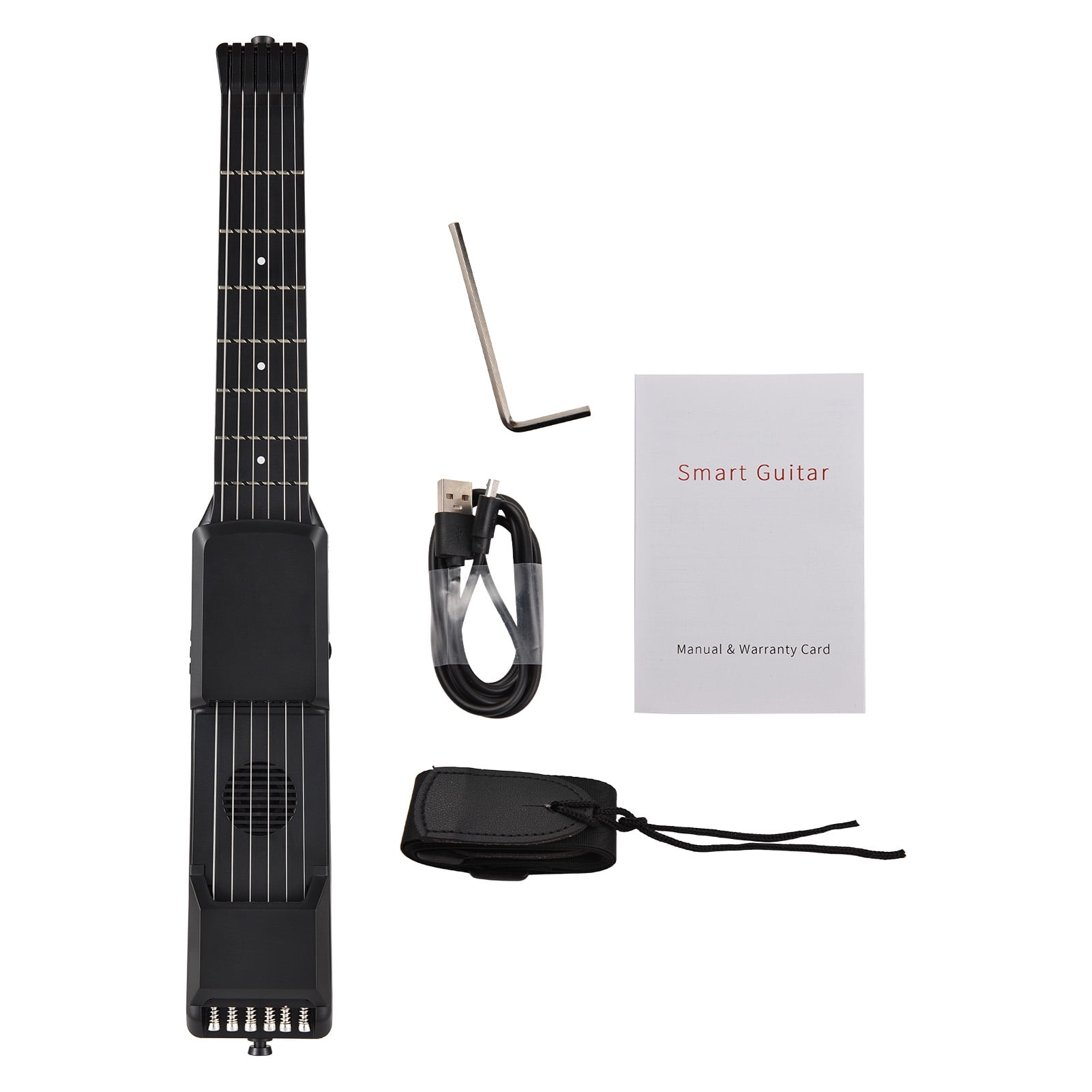 guitarra electrica Midi 7 Frets Smart Electric Guitar Silent Practice Digital Tuner Metronome Function Pocket Portable Folk MIDI Multifunctional Guitar with Digital Capo for Beginners Travel Portable