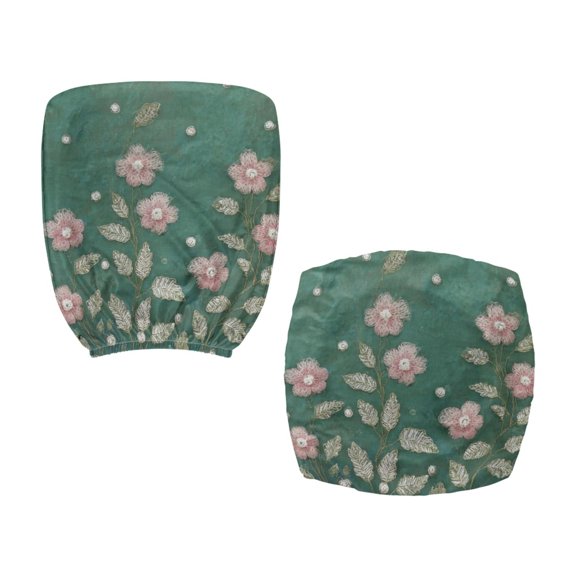 CHAQLIN Floral Embroidery Print 2Pcs Office Chair Slipcover for Armchair Soft Fit Stretchable Rotating Chair Protectors Polyester Fabric Swivel Computer Chair Cover