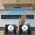 thumbnail image 3 of VIKIO 36"Under Cabinet Range Hoods, 900 CFM Ducted Range Hood with 3 Speed Fan, Pure Stainless Steel Range Hood 36 inch with Gesture Sensing & Touch Control Making life Smarter, 3 of 9