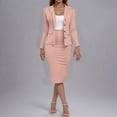 thumbnail image 2 of Jinhomg Business Suits for Women formal Open Front Office Jacket with Midi Pencil Skirt Sets Plain Solid Everyday Work Wear Pink M, 2 of 8