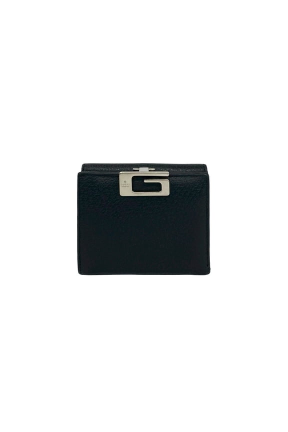 Pre-Owned GUCCI G-logo hardware leather bi-fold wallet mini billfold coin purse wallet/coin...