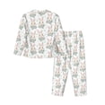 thumbnail image 2 of Goofa Rabbit And Flower Printed Women’s 2 Piece Pajama Set Super,Pajamas Women's Long Sleeve Sleepwear Soft Button Down Loungewear Pjs Lounge Set Nightwear-Small, 2 of 9