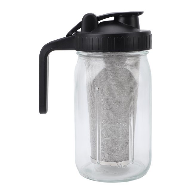Cold Brew Coffee Maker Pitcher with Stainless Steel Filter Thick Glass Iced Coffee Maker Pitcher Jar, Dishwasher Safe, Spout Lid and Handle for Home Office