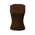 thumbnail image 4 of SNKSDGM Women's Studded Square Neck Tank Top, Ribbed Form-Fitting Sleeveless Cami Brown M, 4 of 5