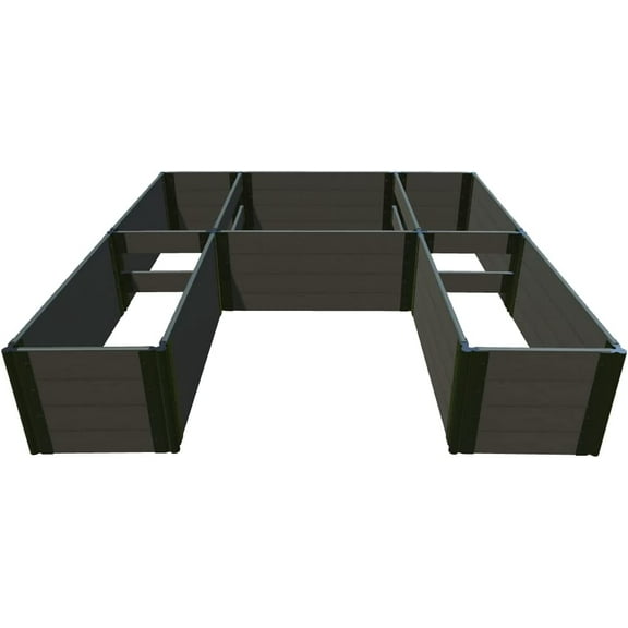 WEATHERED WOOD 'WALK-IN U-SHAPE' - 8' X 8' X 22" RAISED GARDEN BED - 1" PROFILE