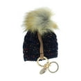 thumbnail image 2 of NYFASHION101® Pom Pom Beanie Key Chain Key Ring Handbag Tote Accessory - Confetti Navy, 2 of 4