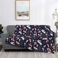 thumbnail image 2 of Honeii Retro Rabbit Flower print throw blanket, crafted from cozy cotton flannel, offers versatile home decor as a bedding suitable for all seasons.-50"x40", 2 of 6