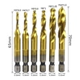 thumbnail image 4 of 6 paquetes de brocas para taladro, de brocas HSS combinadas, de brocas para roscar, herramienta de broca para roscar, vástago hexagonal, K Oro shamjiam grifo de broca, 4 of 6