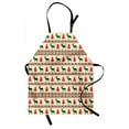 thumbnail image 1 of Nordic Apron, Pixel Art Inspirations Christmas Ornamental December Reindeers Vintage, Unisex Kitchen Bib with Adjustable Neck for Cooking Gardening, Adult Size, Emerald Beige Scarlet, by Ambesonne, 1 of 4