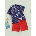 thumbnail image 3 of Bagilaanoe 4th of July Short Sleeve Print Shirts Tops Shorts Outfit Sets (Boy's) 2 Count, 3 of 8