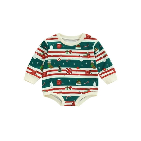 

Gwiyeopda Toddler Baby Boys Girls Christmas Casual Romper Long Sleeve O Neck Cartoon Print Romper
