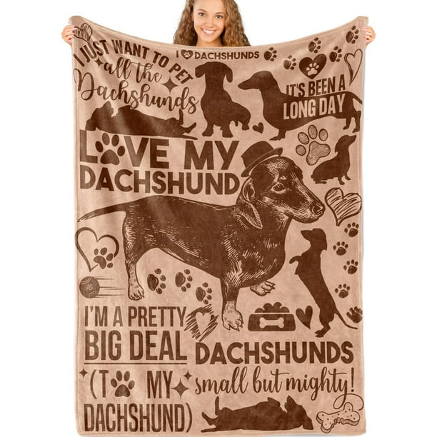 LHSHID Dachshund Gifts for Women Dachshund Flannel Blanket for Dachshund Lovers Owners Soft Throw Blanket for Adults Brown Long 40x50in
