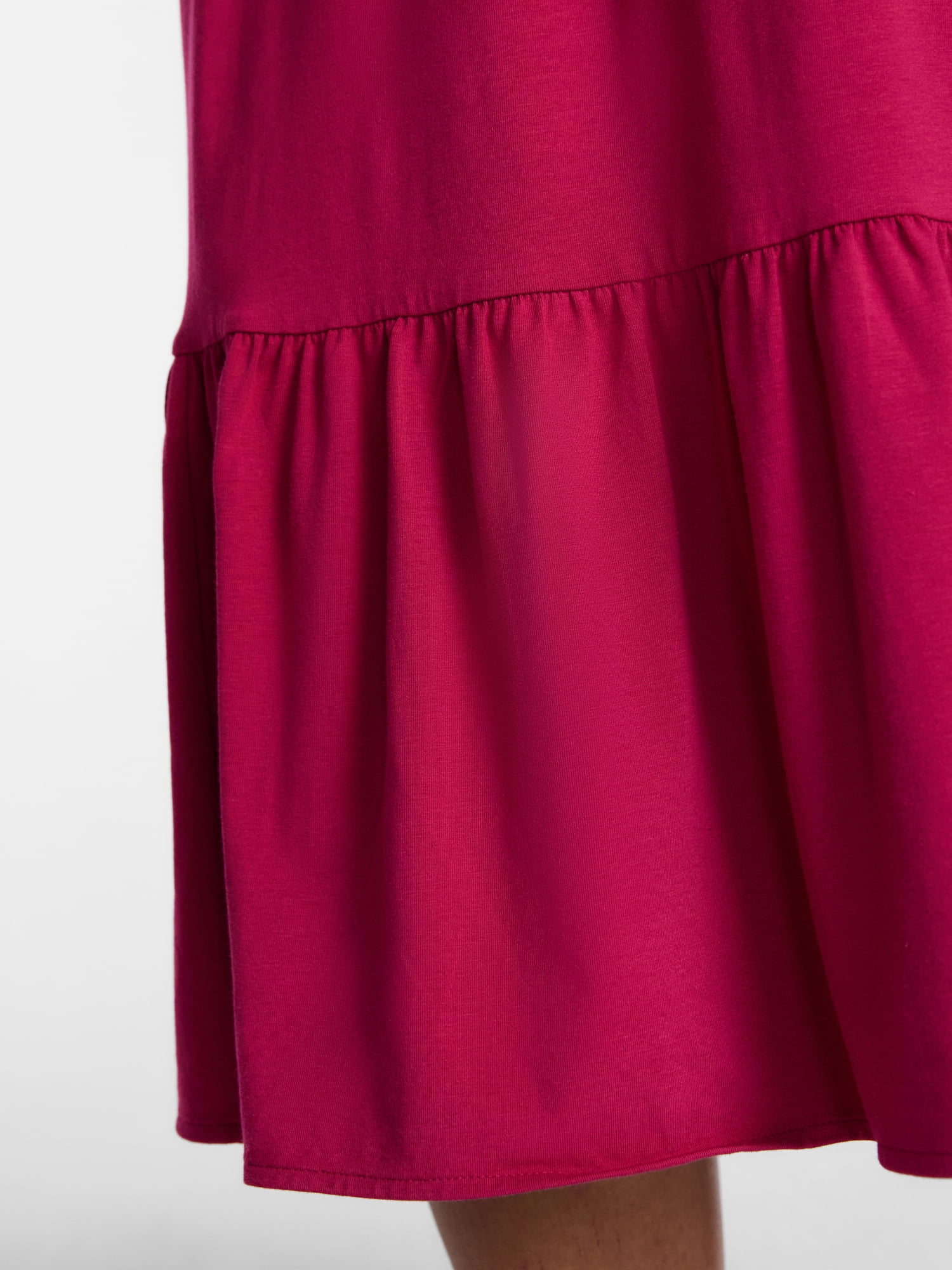 Terra & Sky Women’s Plus Scoop Neck Maxi Dress with Elbow Length Sleeves, Size 0X-5X