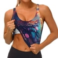 thumbnail image 4 of Lsque Colorful Feather Owl Printed Women'S Sports Bra, Compression, Moisture Wicking, High-Impact Sports Bra For Women,Supportive sports bra-Large, 4 of 9
