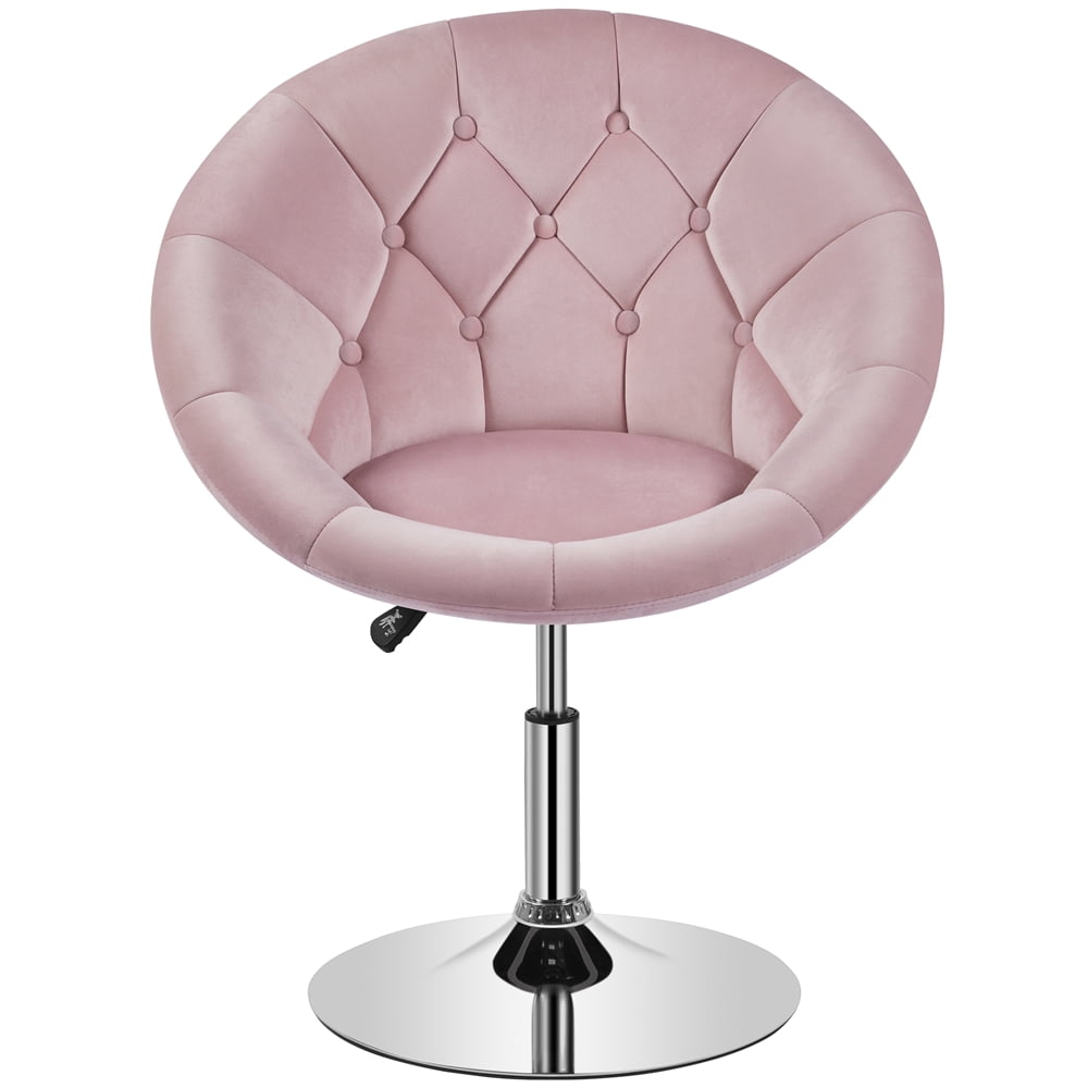 Alden Design Modern Tufted Adjustable Barrel Swivel Accent Chair, Pink Velvet