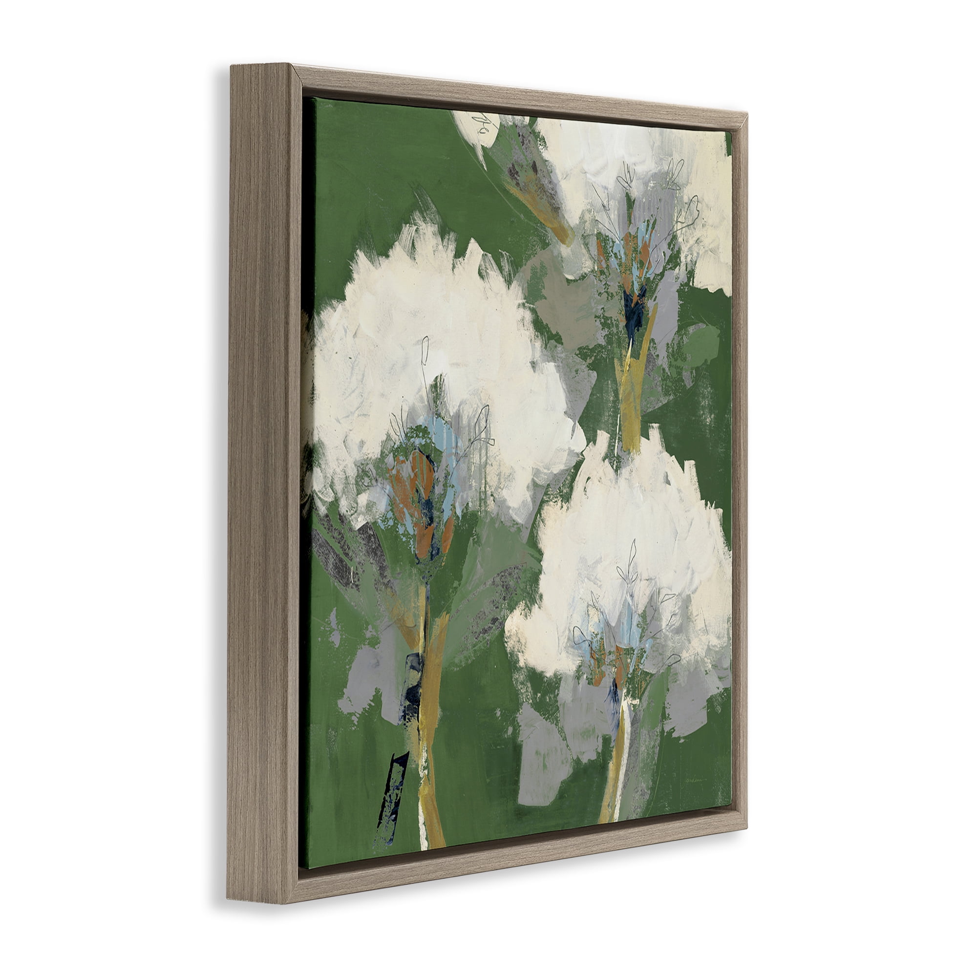 Stupell Industries Abstract Flower Buds Plants & Flowers Painting Brown Floater Framed Canvas Art Print Wall Art, 25 x 25