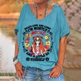thumbnail image 1 of Jsaierl Hauts Décontractés Mignons Style Rétro pour Femmes 2024 T-Shirts à Manches Courtes Col en V Amples Été Parade T-Shirts Polyvalents, 1 of 4