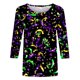 thumbnail image 2 of TaTaai Carnival Women's Casual Print Round Neck 3/4 Sleeve T-Shirt Loose Top Gift, 2 of 5