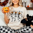 thumbnail image 5 of Dancing Skeletons with Pumpkin Head T-Shirt, Dry Bones Come Alive Halloween Fun Tee, 5 of 6