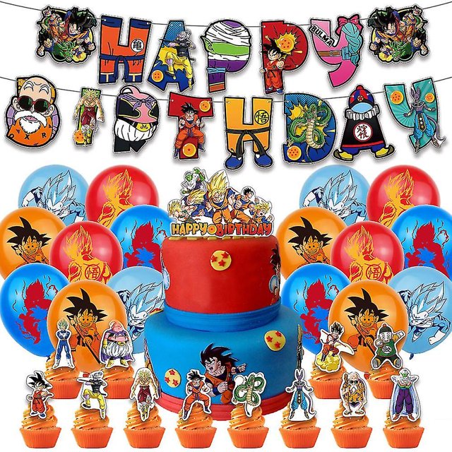 Decoraciones y suministros para fiesta de cumpleaños de Dragon Ball Anime para niños Dragon Ball Super Saiyan Banner,