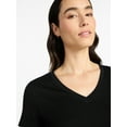 thumbnail image 4 of Time and Tru Women's Cotton V-Neck Tee with Short Sleeves, Sizes XS-4X, 4 of 6