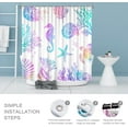 thumbnail image 5 of Nautical Coastal Shower Curtain, Beach Shower Curtain Sea Horse Coral Turtle Starfish Seashell Conch Ocean Themed Shower Curtain Sets Polyester Fabric Machine Washable Decor Summer Bath Curtain, 5 of 6