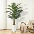 thumbnail image 4 of Artificial Palm Plant 6 FT， Faux Palm Tree in White Taper Planter with River Rock, Tall Fake Palm Trees with Adjustable Branches for Indoor Home Decor, Office, Pet-Friendly Spaces, 4 of 7