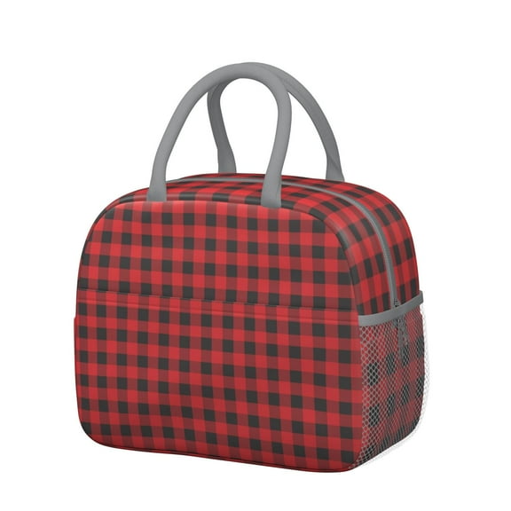 Reusable Plaid Lnsulated Lunch Bag for Women & Men-Leakproof Water-Resistant Cooler Tote,Large Capacity(10.6x8.7x6.3in)for Work,Office,Travel,Picnic,Beach.
