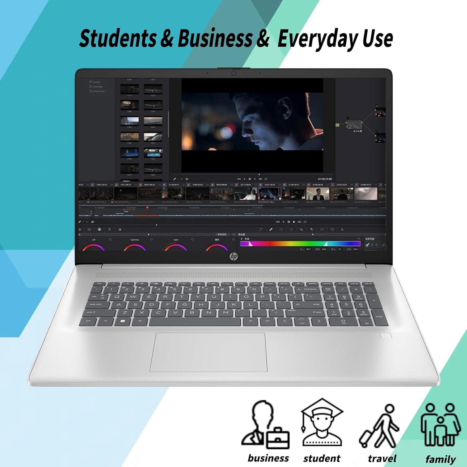 HP 17 Business Laptop PC- 17.3" HD+ Screen, Intel Core i5-1334U CPU, 16GB RAM, 1TB SSD, Backlit Keyboard, Fingerprint, Wi-Fi 6, Webcam, Numeric Keypad, Windows 11 Pro for Study & Work