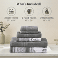 thumbnail image 2 of Modern Threads Ophelia 6-Piece Cotton Bath Towel Set, Stone, 2 of 5