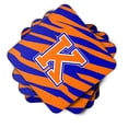 thumbnail image 2 of Letter K Initial  Tiger Stripe - Blue Orange  Foam Coaster Set of 4, 2 of 3