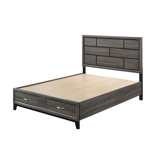 Valdemar Lit Très Grand Size avec Rangement en Gris Vieilli