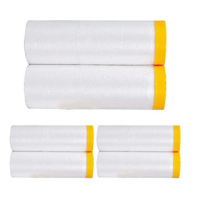 Película de enmascarar 6 rollos de película a prueba de polvo, reutilizable, transparente, duradero, protector de pared, cinta de papel de enmascarar