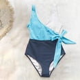 thumbnail image 6 of Sngxgn Swimsuit for Women Bathing Suits Front Cutout Adjustable Straps Ruched Swimwear(Blue,L), 6 of 7