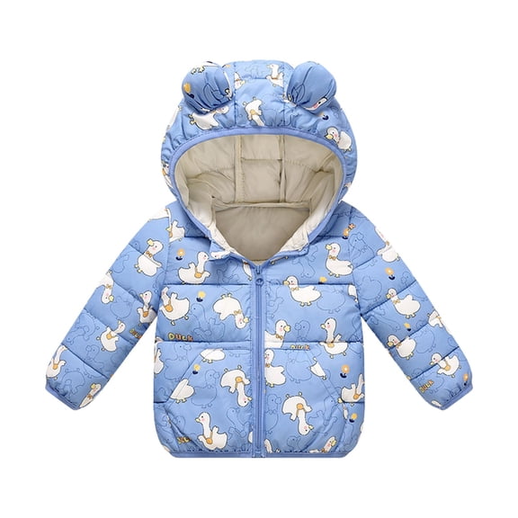 ChaoLingNeng Kids Puffer Jacket Full Zip Up Cartoon Print Lightweight Quilted Outerwear for Girls and Boys Winter Coat