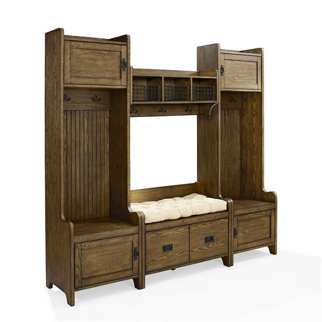 Crosley Fremont 4 Piece Hall Tree Set in Coffee