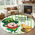 thumbnail image 2 of St. Patrick's Day Round Area Rugs Collection 8', Green Gnomes Gold Coin Beer Shamrock Stripes Non Slip Indoor Circular Throw Runner Rug Floor Mat Carpet for Living Room Dining Table Bedroom Nursery, 2 of 9